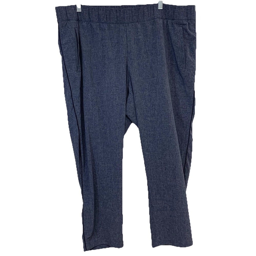 T By Talbots Pants Elastic Waist Activewear 2XP Blue Pockets Stretch Casual Crop